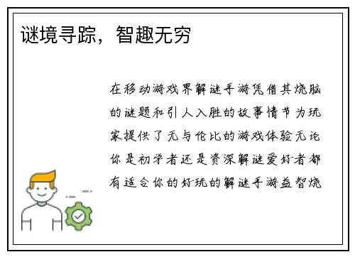 谜境寻踪，智趣无穷